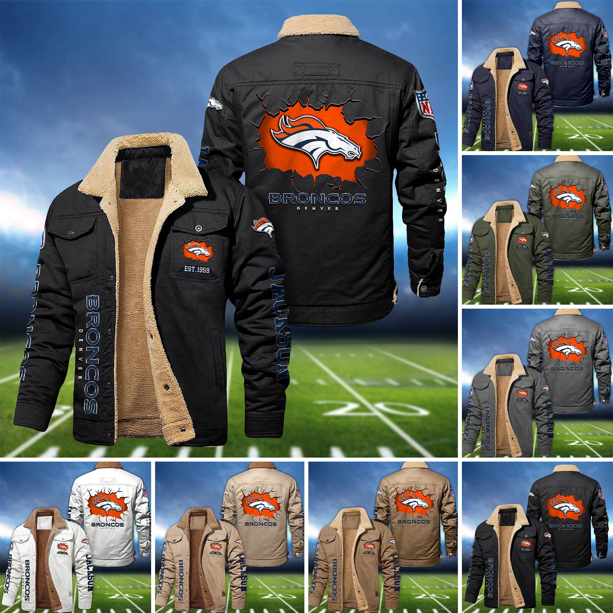 Denver Broncos Fleece Bomber Jacket 2024 Version Personalized Your Name, Sport Jacket For Fan ETHY-62916
