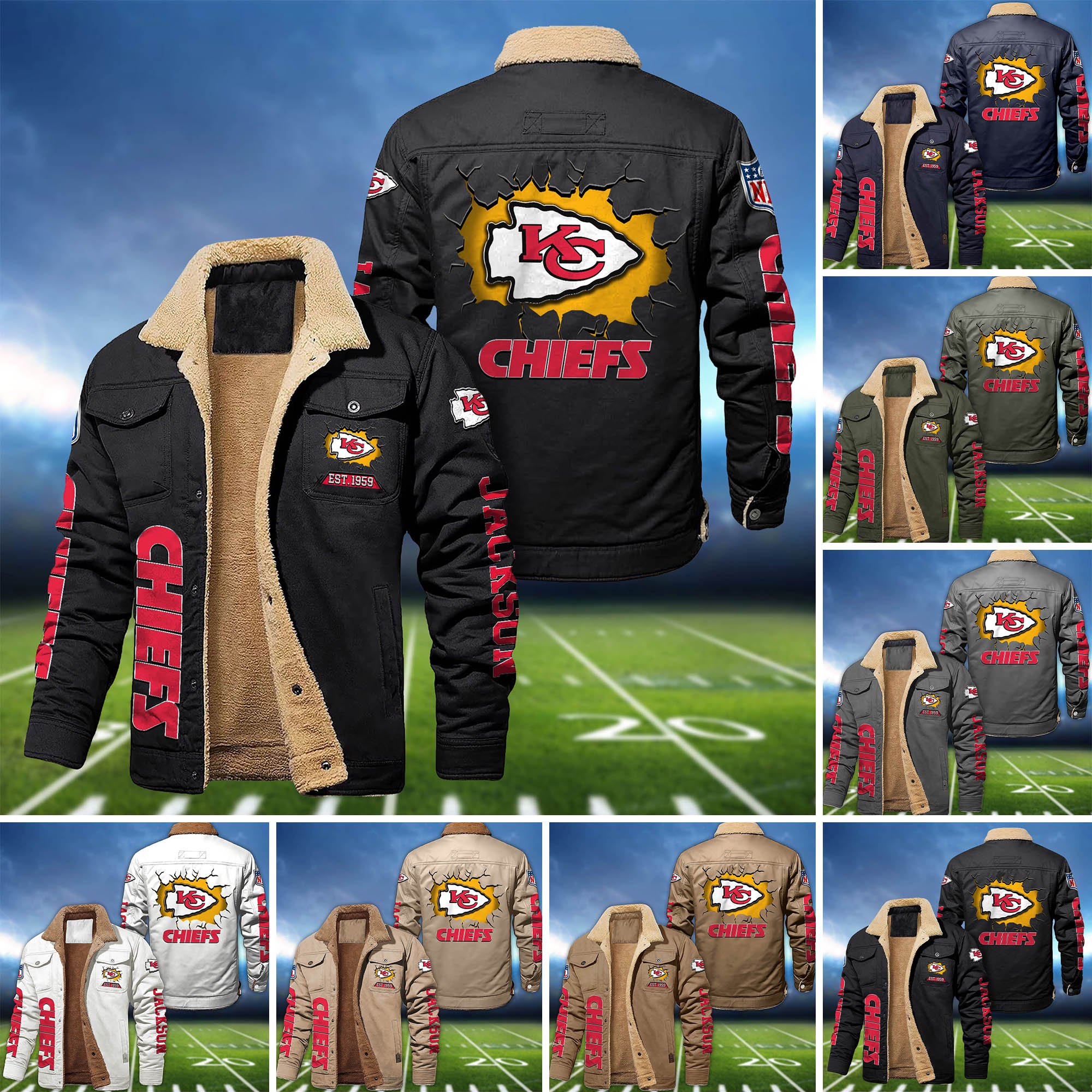 Kansas City Chiefs Fleece Bomber Jacket 2024 Version Personalized Your Name, Sport Jacket For Fan ETHY-62916
