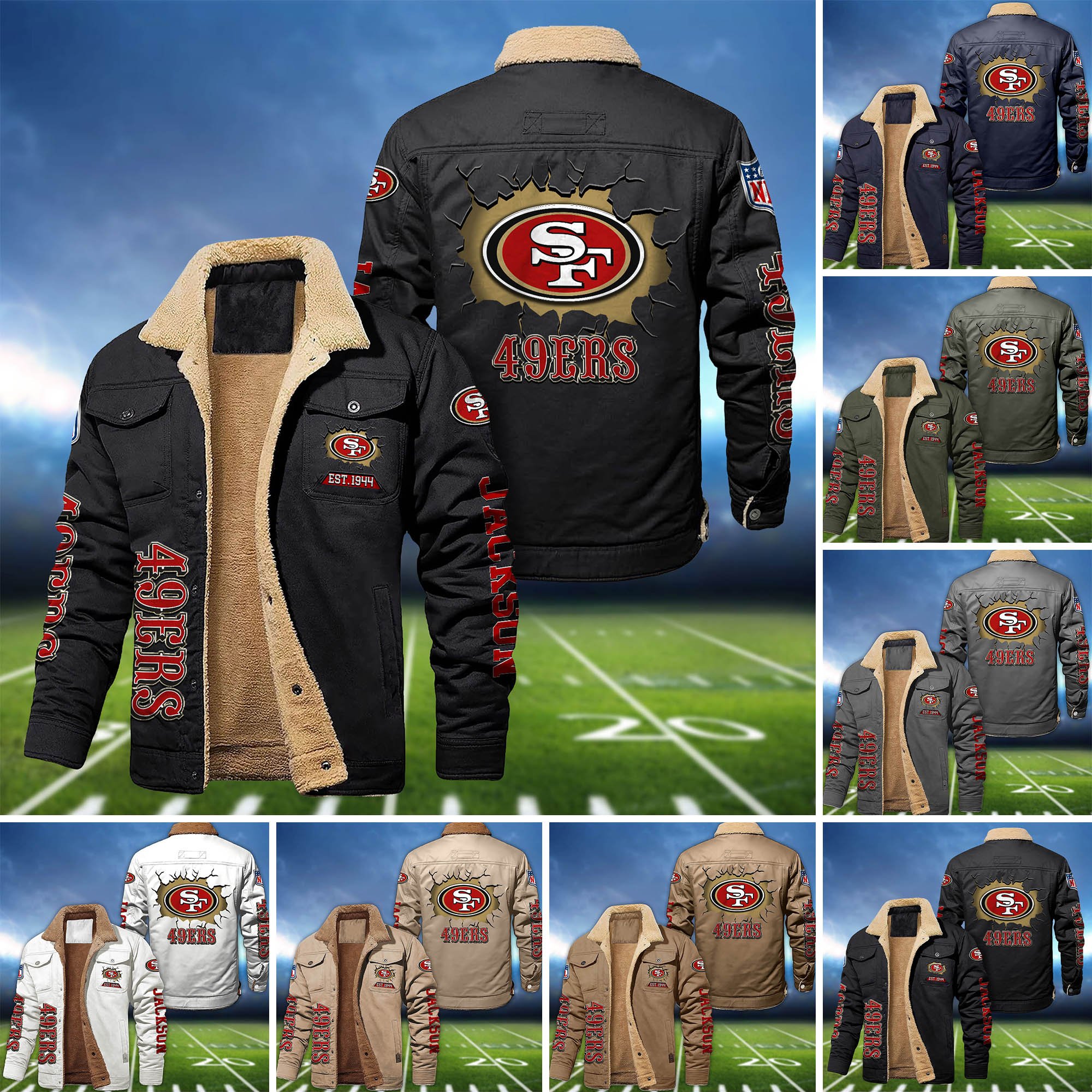 San Francisco 49ers Fleece Bomber Jacket 2024 Version Personalized Your Name, Sport Jacket For Fan ETHY-62916