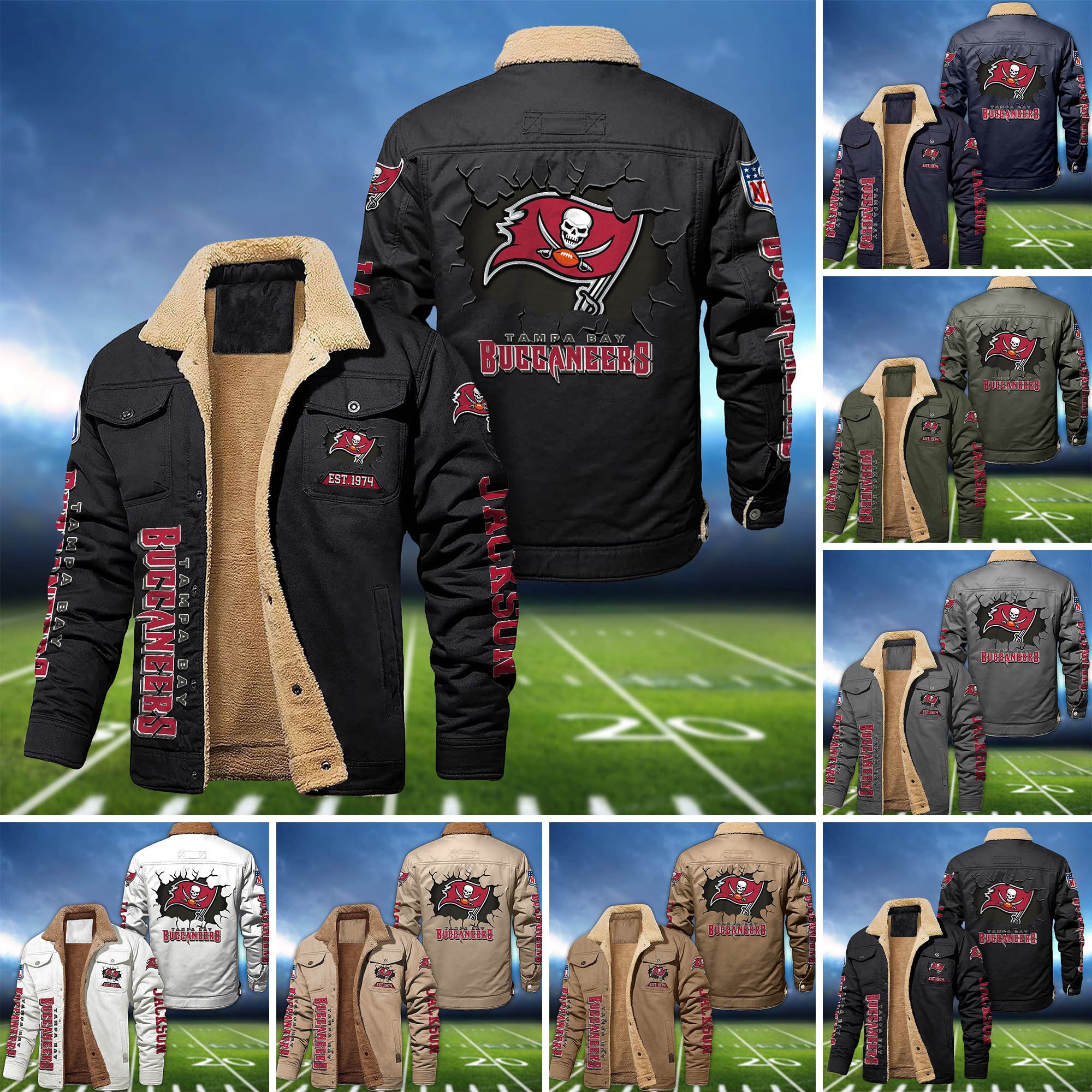 Tampa Bay Buccaneers Fleece Bomber Jacket 2024 Version Personalized Your Name, Sport Jacket For Fan ETHY-62916