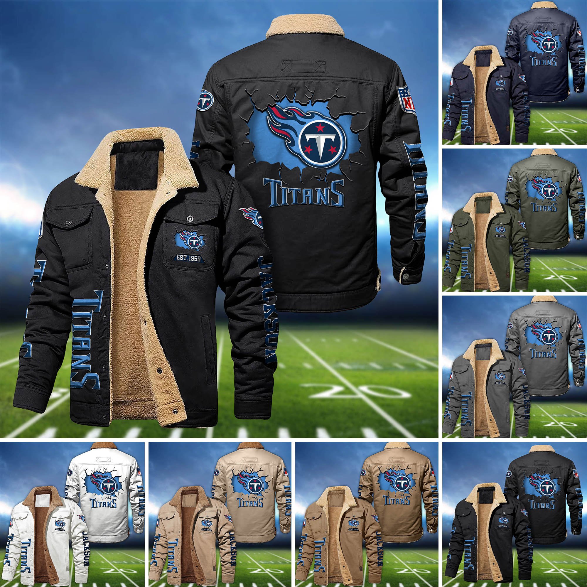 Tennessee Titans Fleece Bomber Jacket 2024 Version Personalized Your Name, Sport Jacket For Fan ETHY-62916
