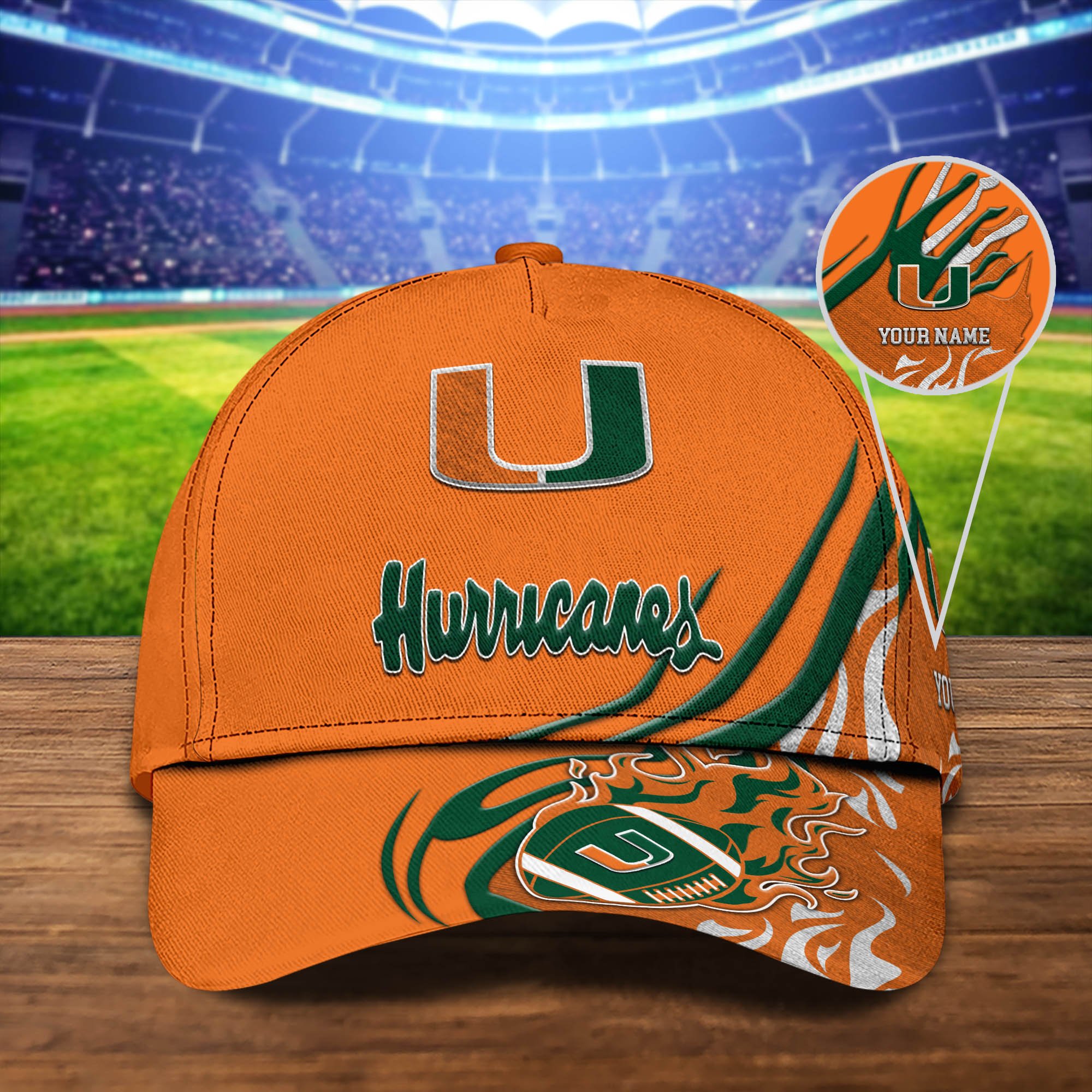 Miami Hurricanes Sport Cap 2024 Version Personalized Your Name, Football Team Cap, Fan Gifts ETHY-51954