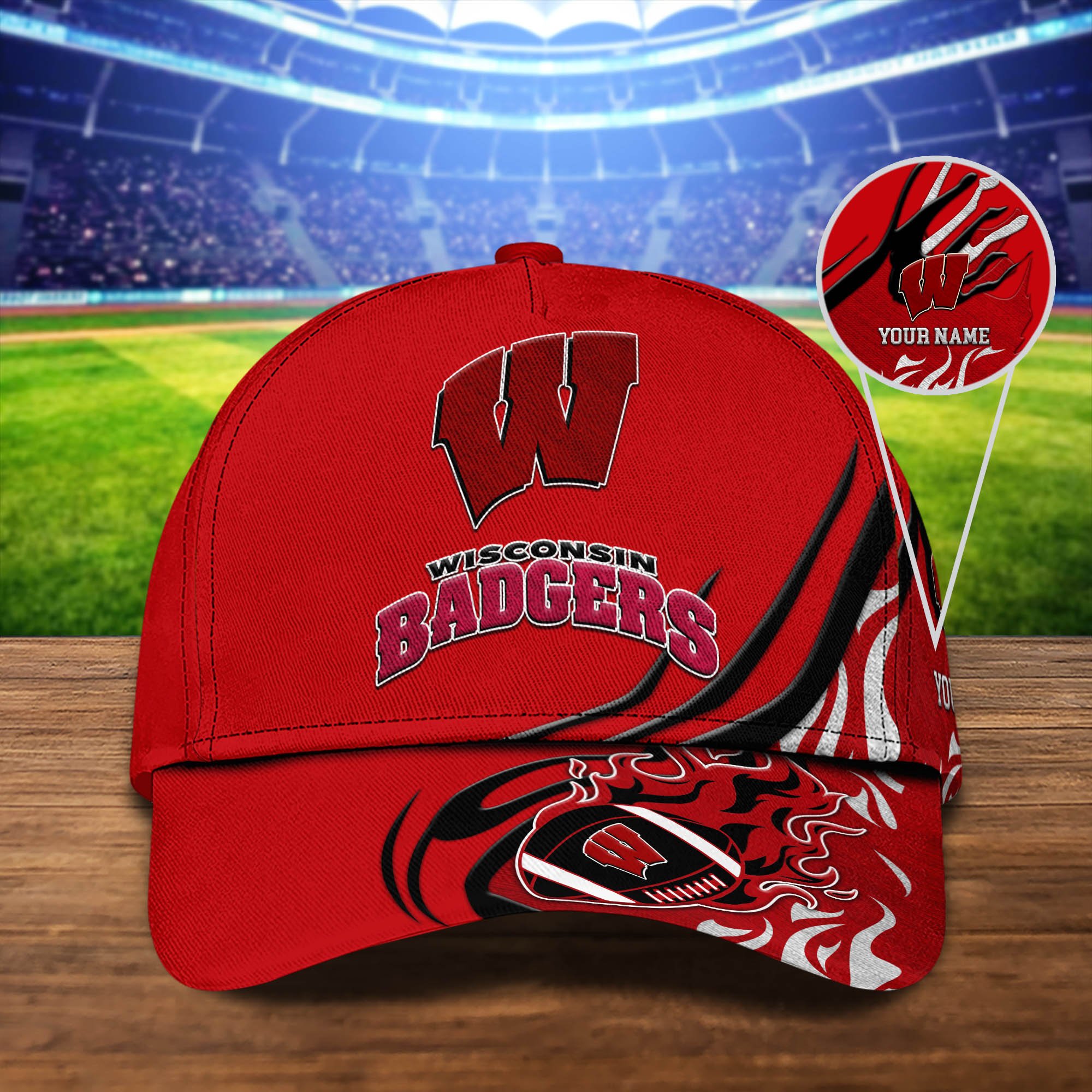 Wisconsin Badgers Sport Cap 2024 Version Personalized Your Name, Football Team Cap, Fan Gifts ETHY-51954