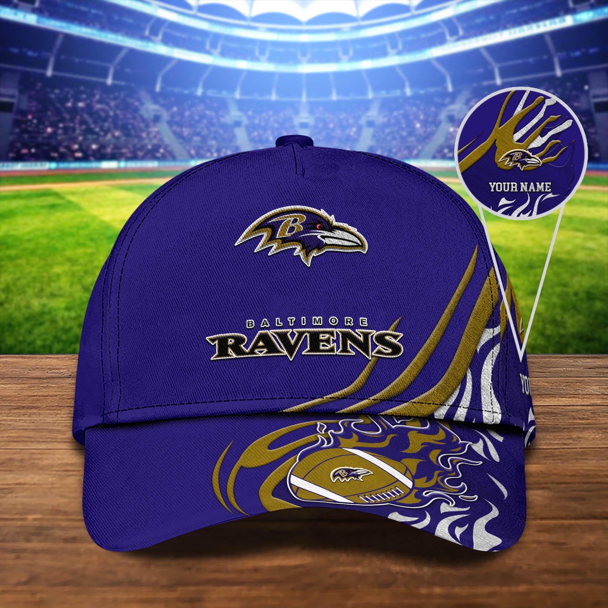 Baltimore Ravens Sport Cap 2024 Version Personalized Your Name, Football Team Cap, Fan Gifts ETHY-51954