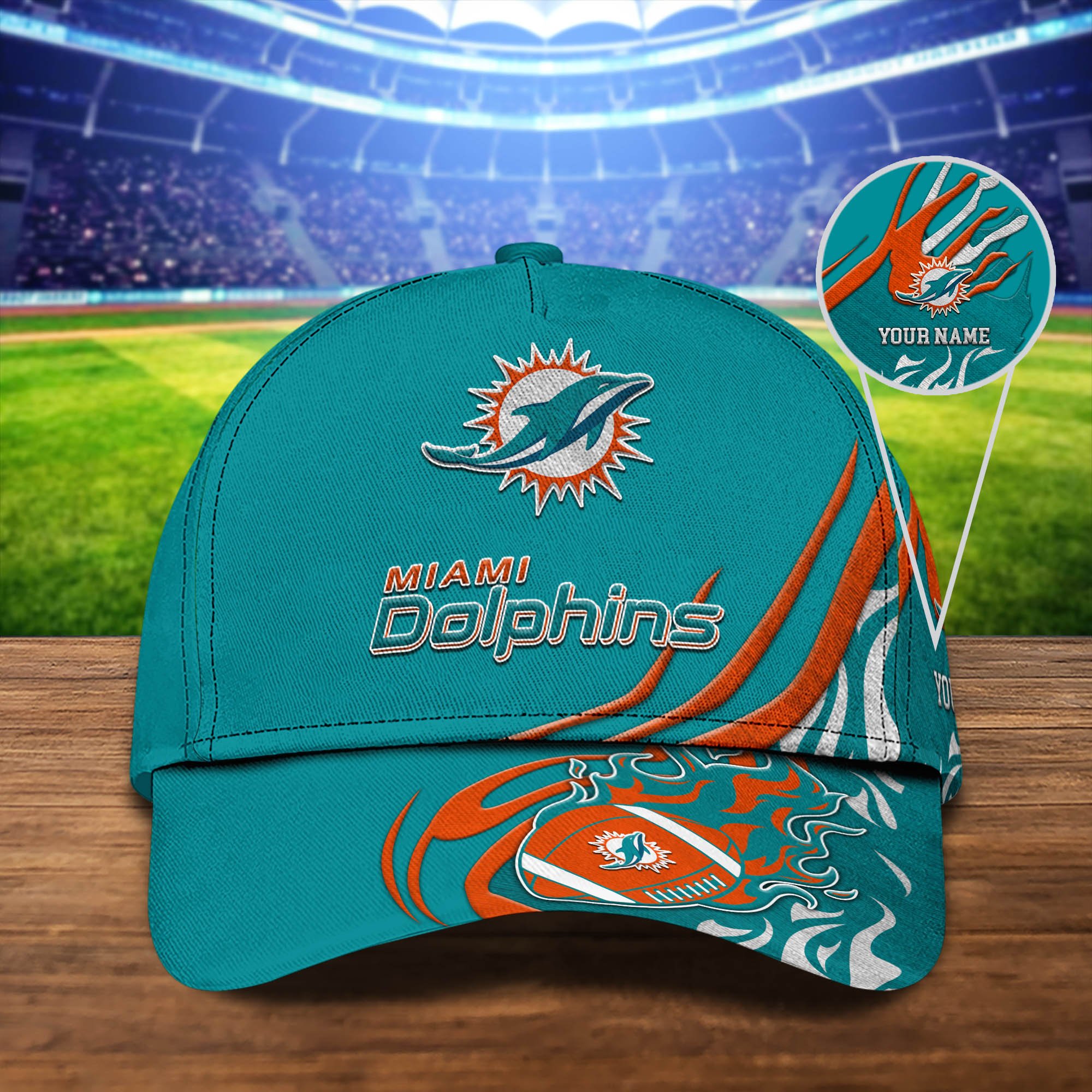 Miami Dolphins Sport Cap 2024 Version Personalized Your Name, Football Team Cap, Fan Gifts ETHY-51954