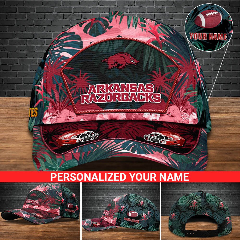 Arkansas Razorbacks Football Team Cap 2024 Version Personalized Your Name, Tropical Cap, Sport Gifts ETHY-53142