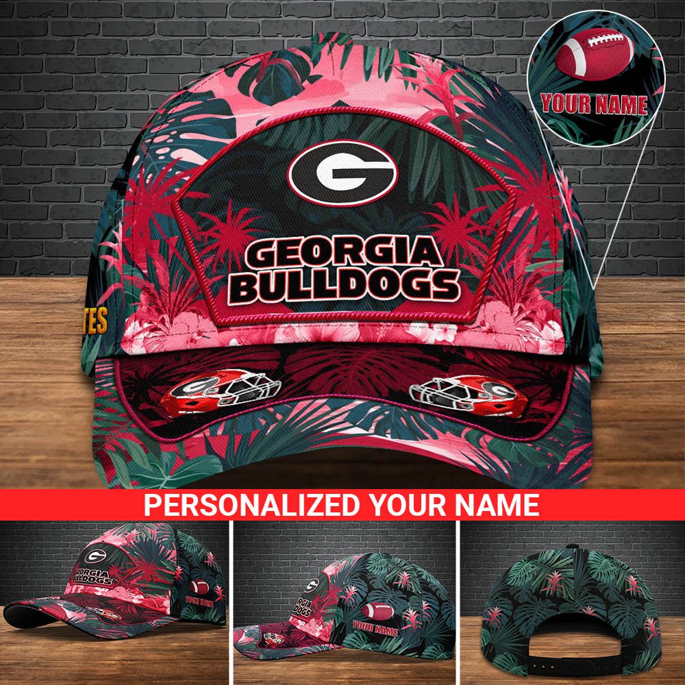 Georgia Bulldogs Football Team Cap 2024 Version Personalized Your Name, Tropical Cap, Sport Gifts ETHY-53142