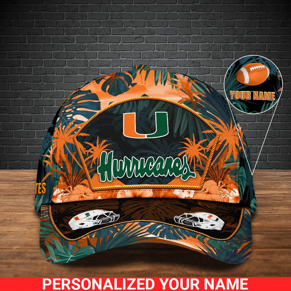 Alternative view of Miami Hurricanes Football Team Cap 2024 Version Personalized Your Name, Tropical Cap, Sport Gifts ETHY-53142