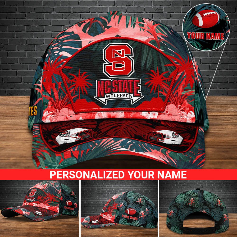 NC State Wolfpack Football Team Cap 2024 Version Personalized Your Name, Tropical Cap, Sport Gifts ETHY-53142