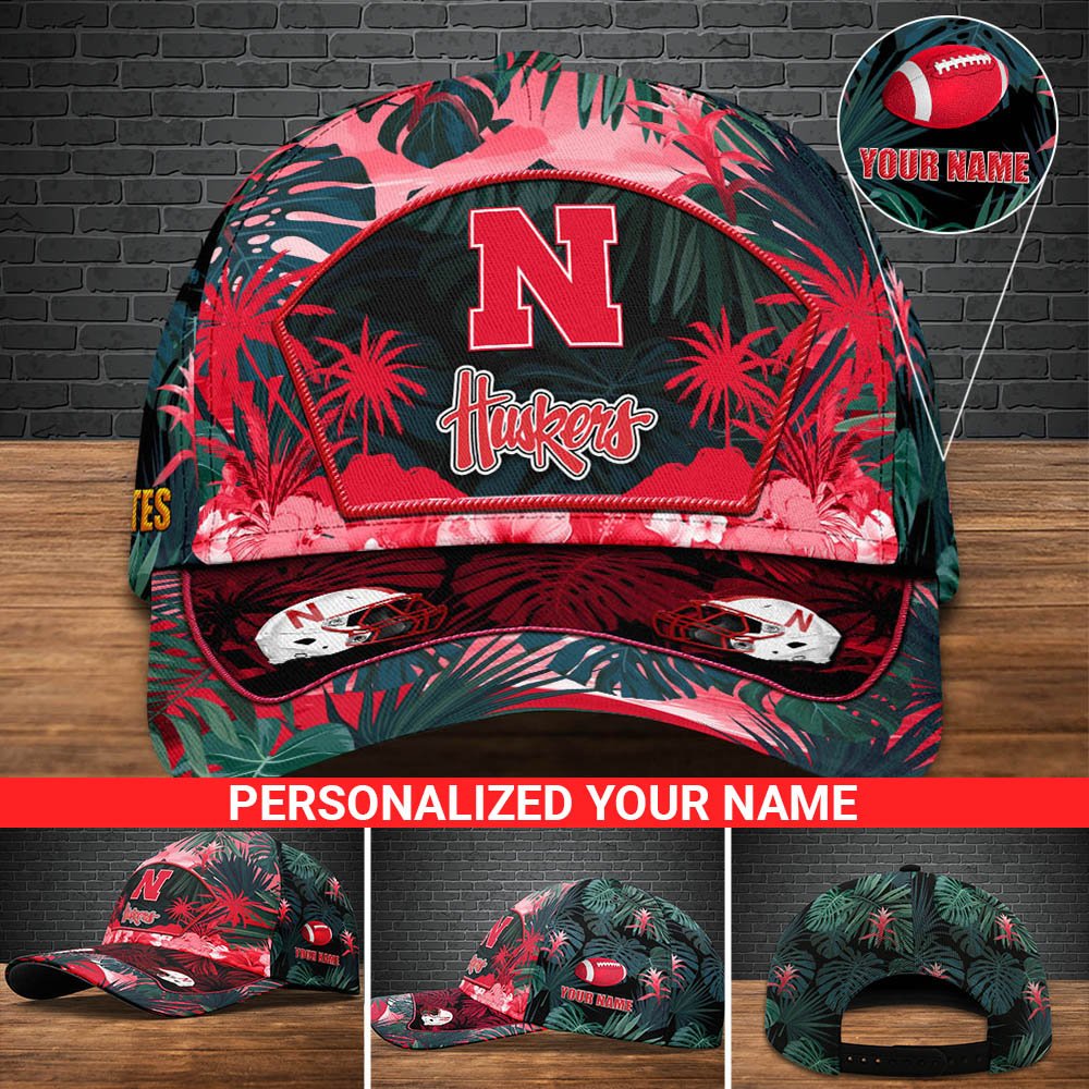 Nebraska Cornhuskers Football Team Cap 2024 Version Personalized Your Name, Tropical Cap, Sport Gifts ETHY-53142