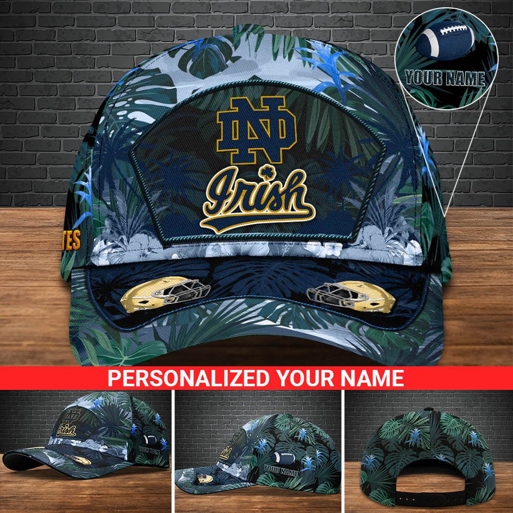 Notre Dame Fighting Irish Football Team Cap 2024 Version Personalized Your Name, Tropical Cap, Sport Gifts ETHY-53142