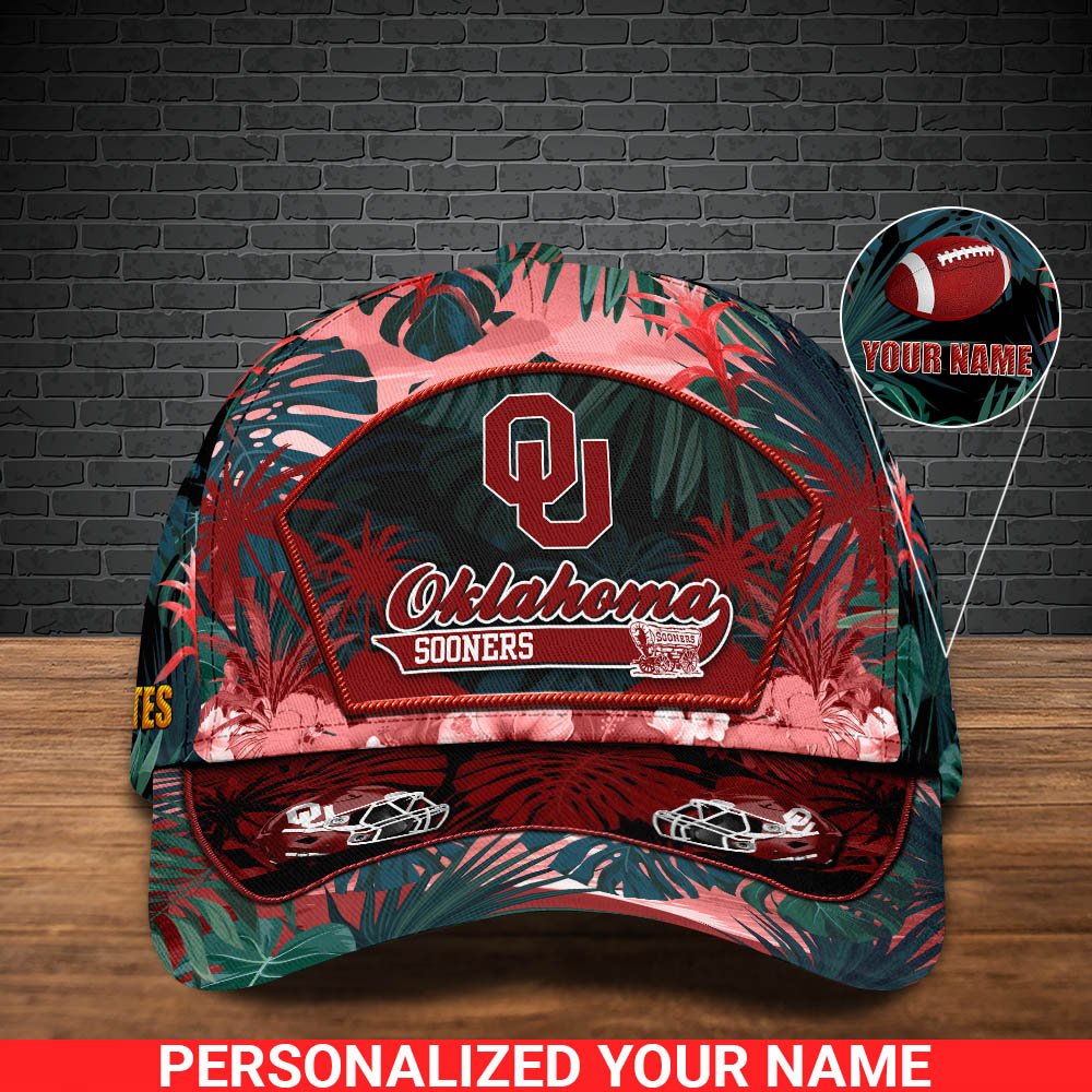 Alternative view of Oklahoma Sooners Football Team Cap 2024 Version Personalized Your Name, Tropical Cap, Sport Gifts ETHY-53142