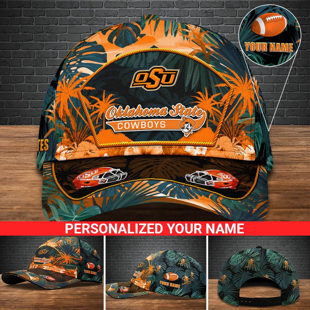 Oklahoma State Cowboys Football Team Cap 2024 Version Personalized Your Name, Tropical Cap, Sport Gifts ETHY-53142