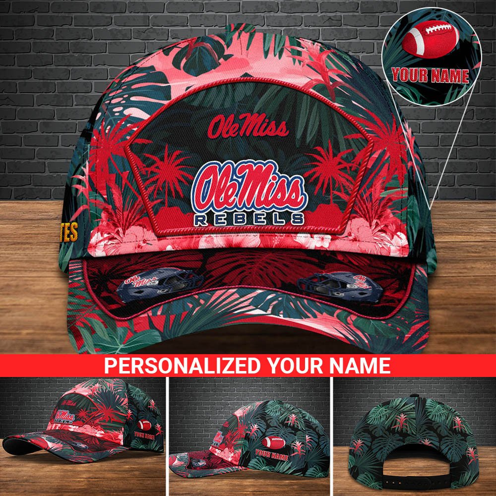 Ole Miss Rebels Football Team Cap 2024 Version Personalized Your Name, Tropical Cap, Sport Gifts ETHY-53142