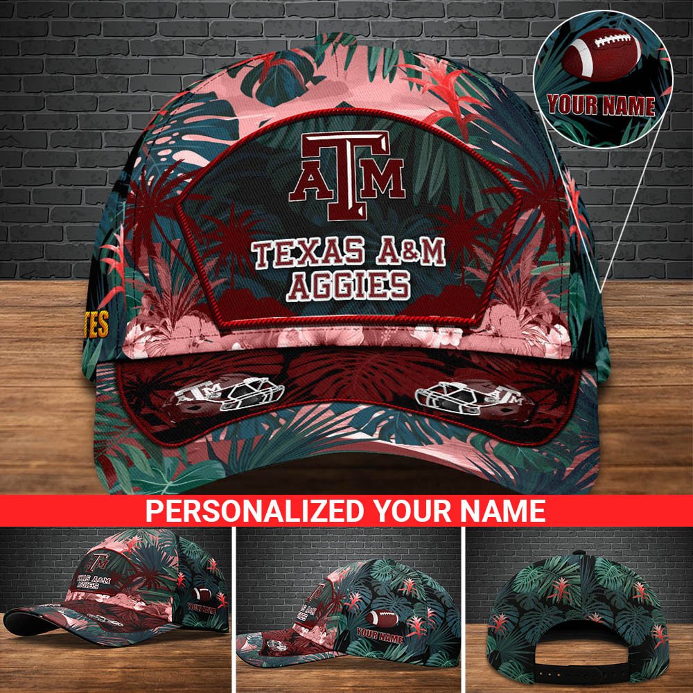 Texas A&M Aggies Football Team Cap 2024 Version Personalized Your Name, Tropical Cap, Sport Gifts ETHY-53142