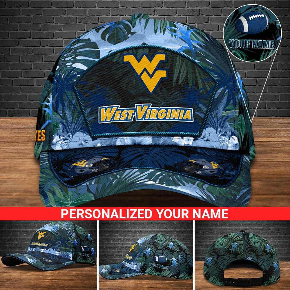 West Virginia Mountaineers Football Team Cap 2024 Version Personalized Your Name, Tropical Cap, Sport Gifts ETHY-53142
