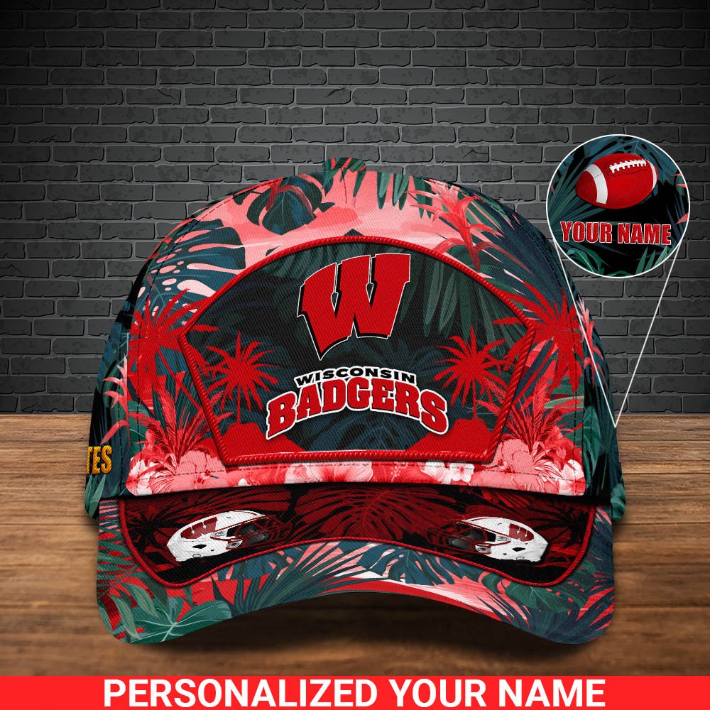 Alternative view of Wisconsin Badgers Football Team Cap 2024 Version Personalized Your Name, Tropical Cap, Sport Gifts ETHY-53142