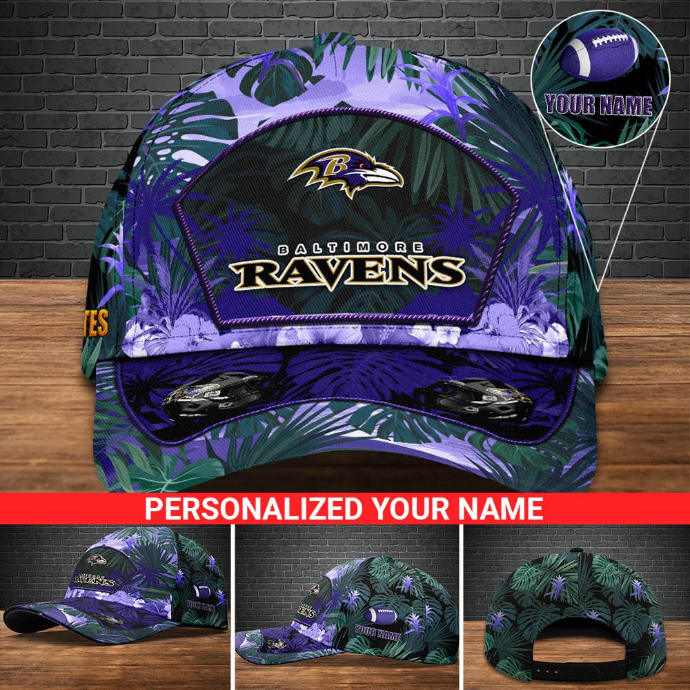Baltimore Ravens Football Team Cap 2024 Version Personalized Your Name, Tropical Cap, Sport Gifts ETHY-53142