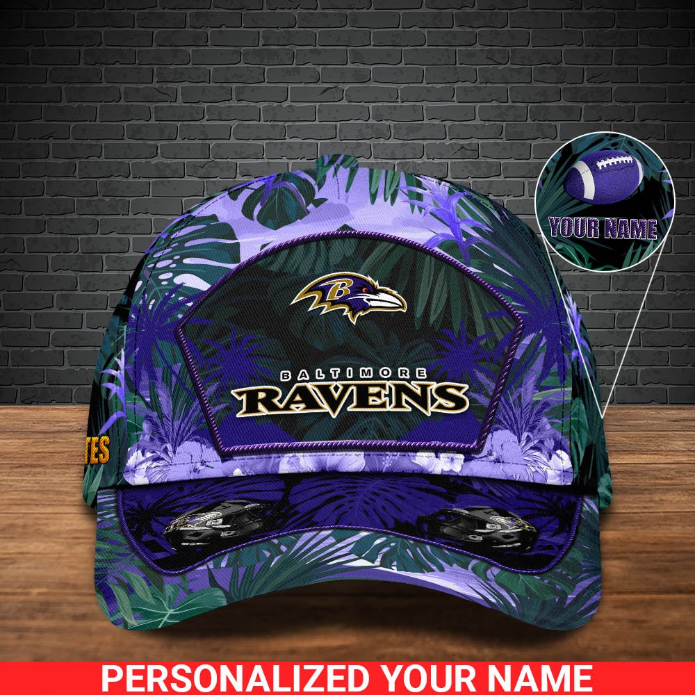 Alternative view of Baltimore Ravens Football Team Cap 2024 Version Personalized Your Name, Tropical Cap, Sport Gifts ETHY-53142