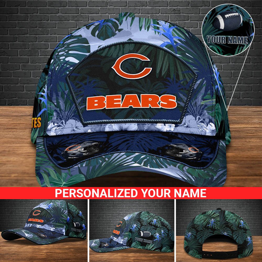 Chicago Bears Football Team Cap 2024 Version Personalized Your Name, Tropical Cap, Sport Gifts ETHY-53142