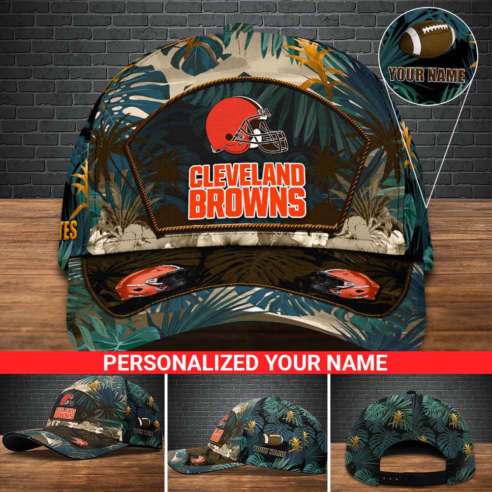Cleveland Browns Football Team Cap 2024 Version Personalized Your Name, Tropical Cap, Sport Gifts ETHY-53142