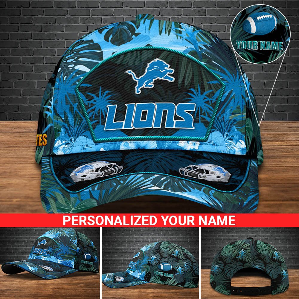 Detroit Lions Football Team Cap 2024 Version Personalized Your Name, Tropical Cap, Sport Gifts ETHY-53142