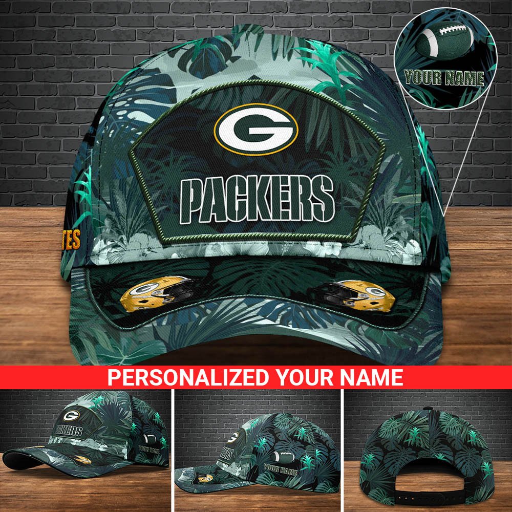Green Bay Packers Football Team Cap 2024 Version Personalized Your Name, Tropical Cap, Sport Gifts ETHY-53142