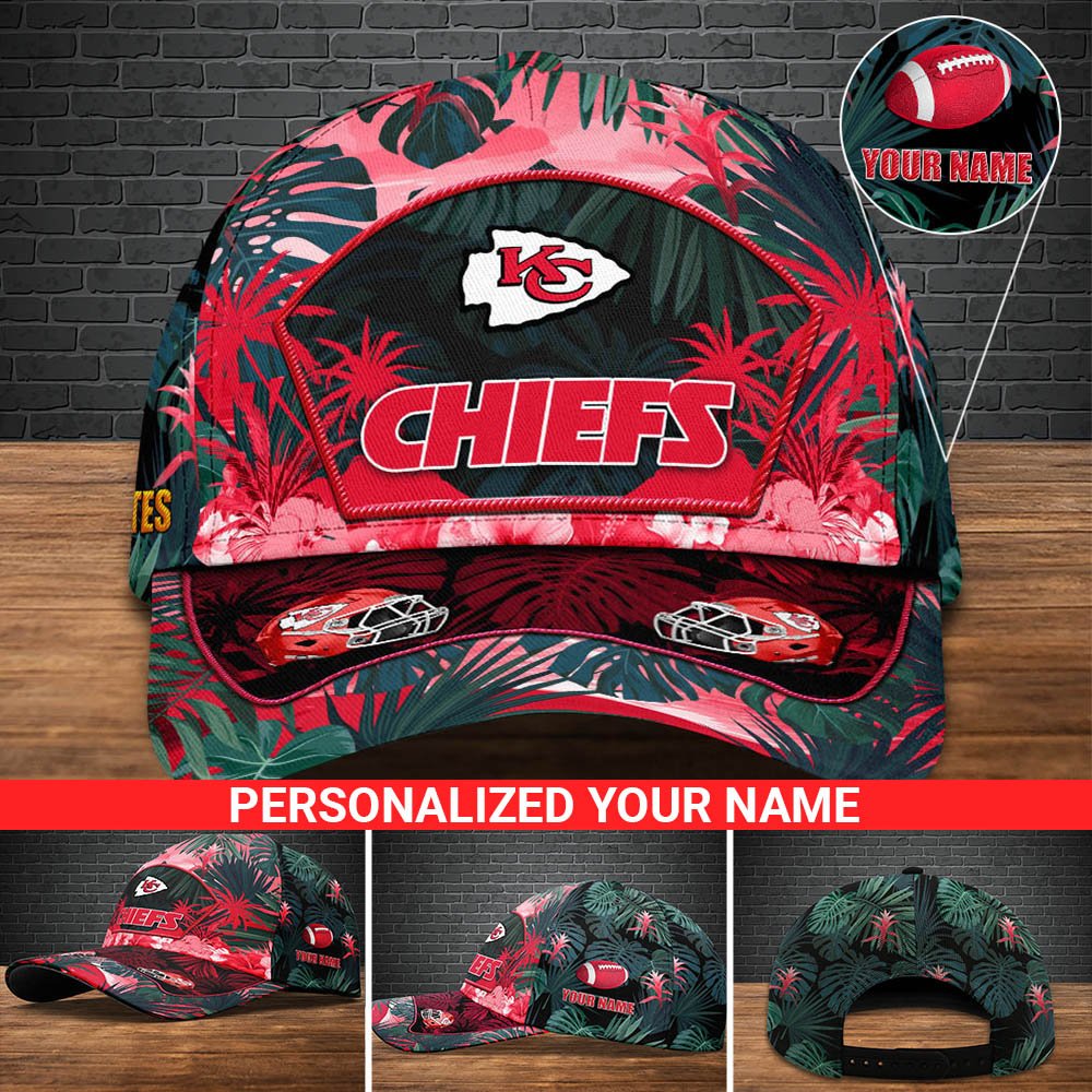 Kansas City Chiefs Football Team Cap 2024 Version Personalized Your Name, Tropical Cap, Sport Gifts ETHY-53142