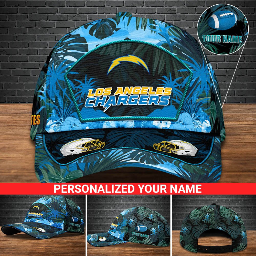 Los Angeles Chargers Football Team Cap 2024 Version Personalized Your Name, Tropical Cap, Sport Gifts ETHY-53142