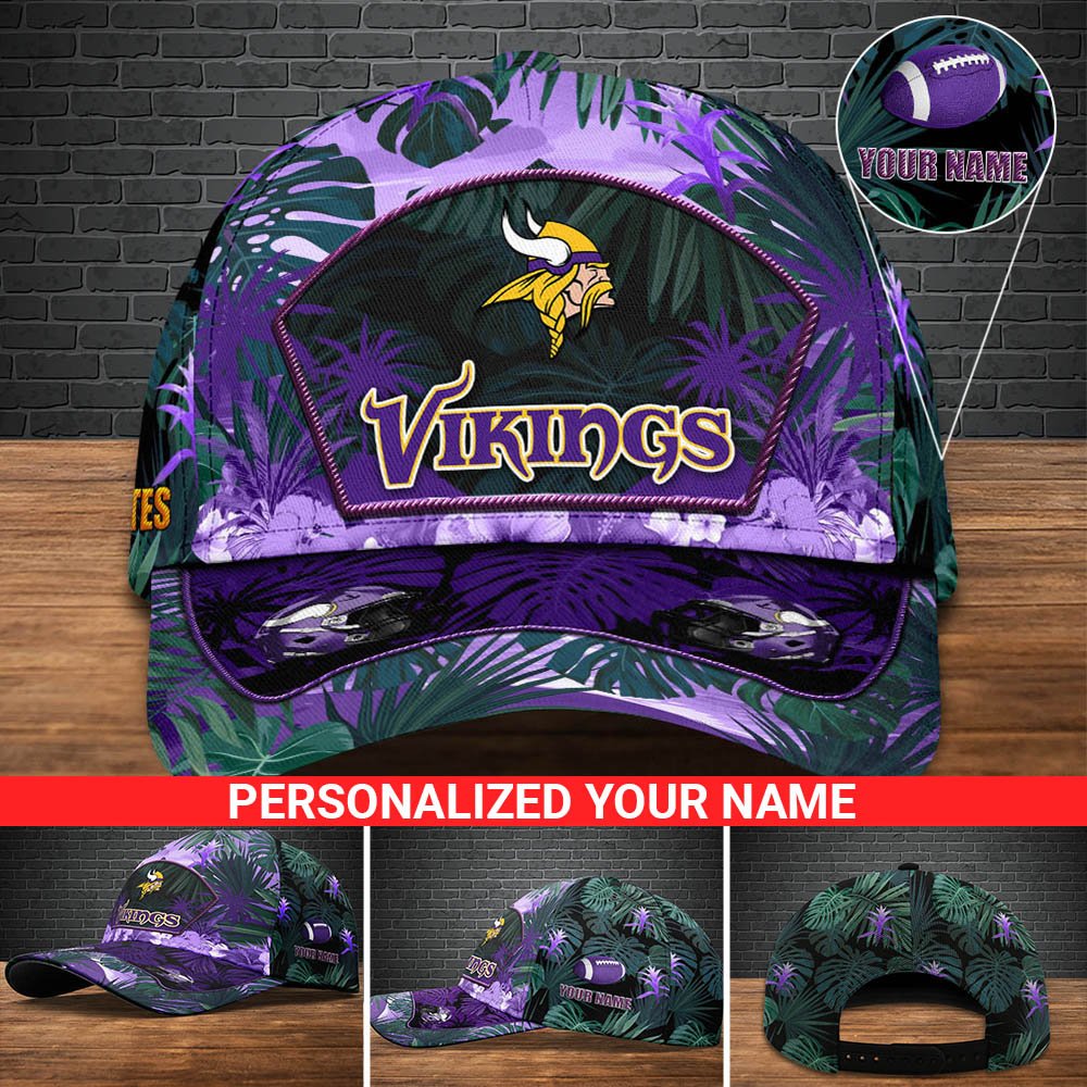 Minnesota Vikings Football Team Cap 2024 Version Personalized Your Name, Tropical Cap, Sport Gifts ETHY-53142