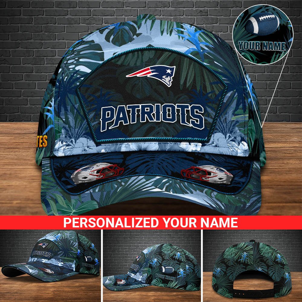 New England Patriots Football Team Cap 2024 Version Personalized Your Name, Tropical Cap, Sport Gifts ETHY-53142