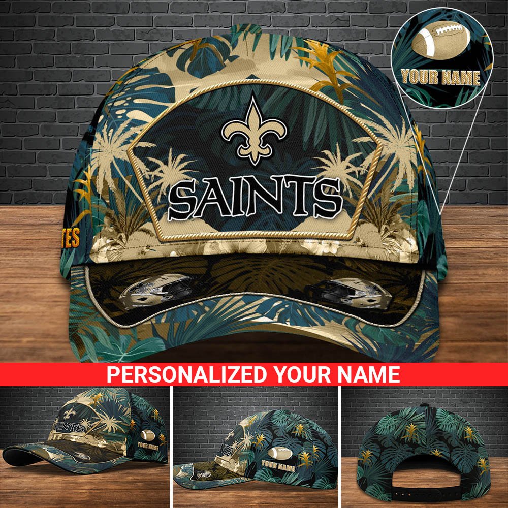 New Orleans Saints Football Team Cap 2024 Version Personalized Your Name, Tropical Cap, Sport Gifts ETHY-53142