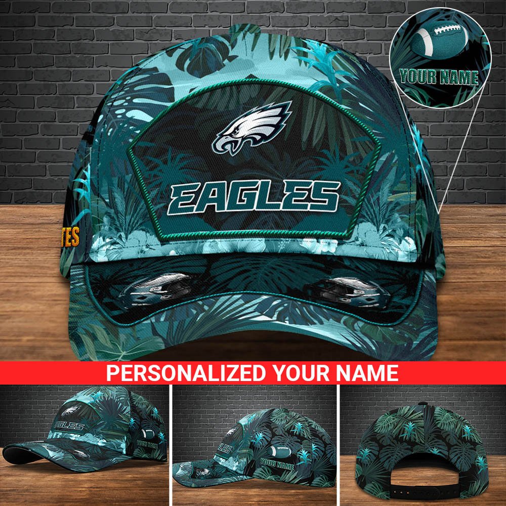 Philadelphia Eagles Football Team Cap 2024 Version Personalized Your Name, Tropical Cap, Sport Gifts ETHY-53142