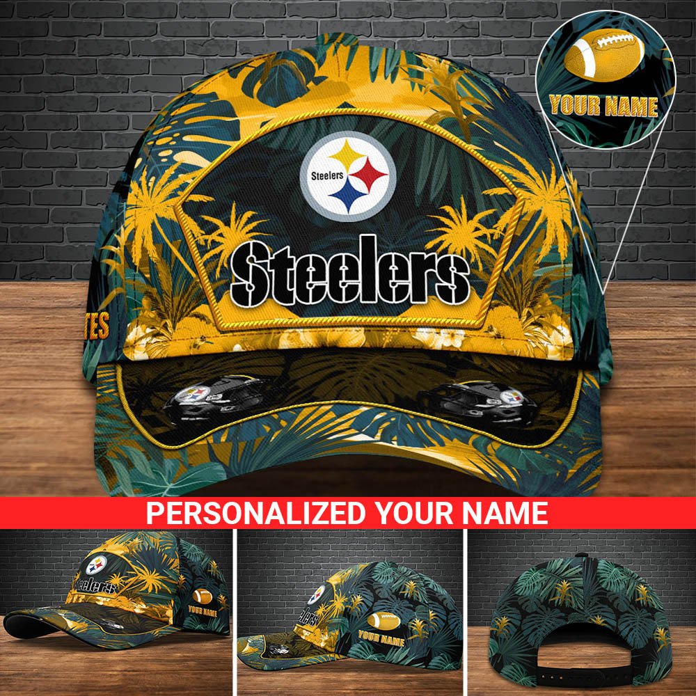 Pittsburgh Steelers Football Team Cap 2024 Version Personalized Your Name, Tropical Cap, Sport Gifts ETHY-53142