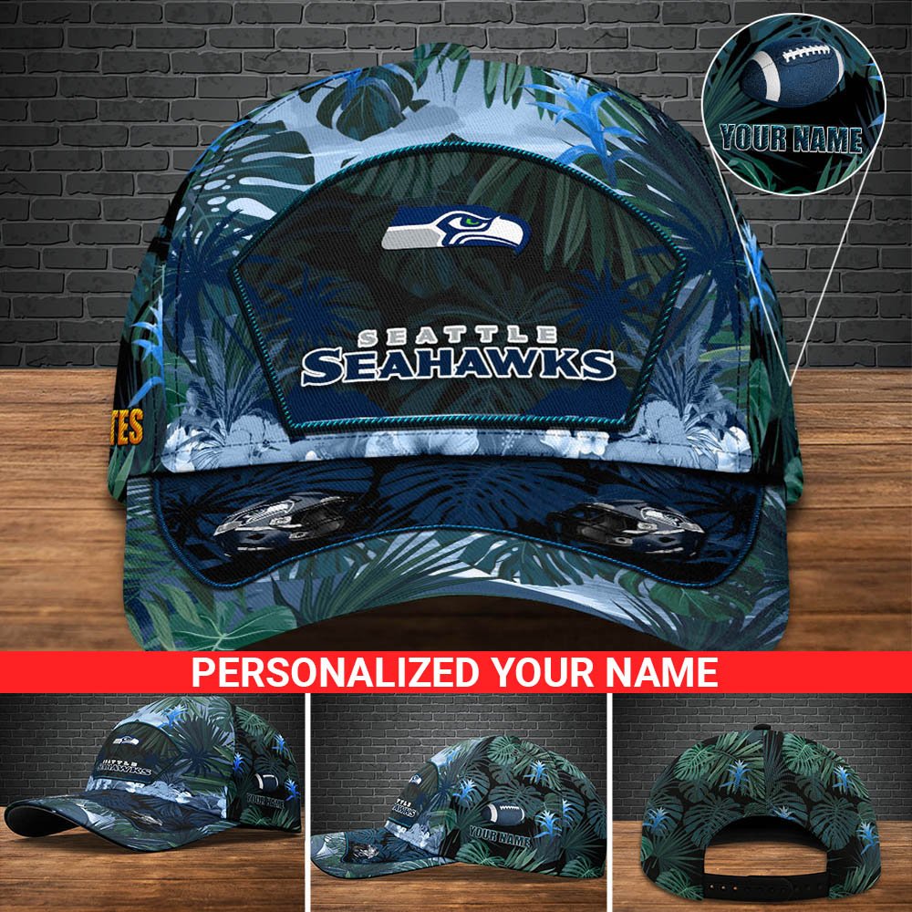 Seattle Seahawks Football Team Cap 2024 Version Personalized Your Name, Tropical Cap, Sport Gifts ETHY-53142