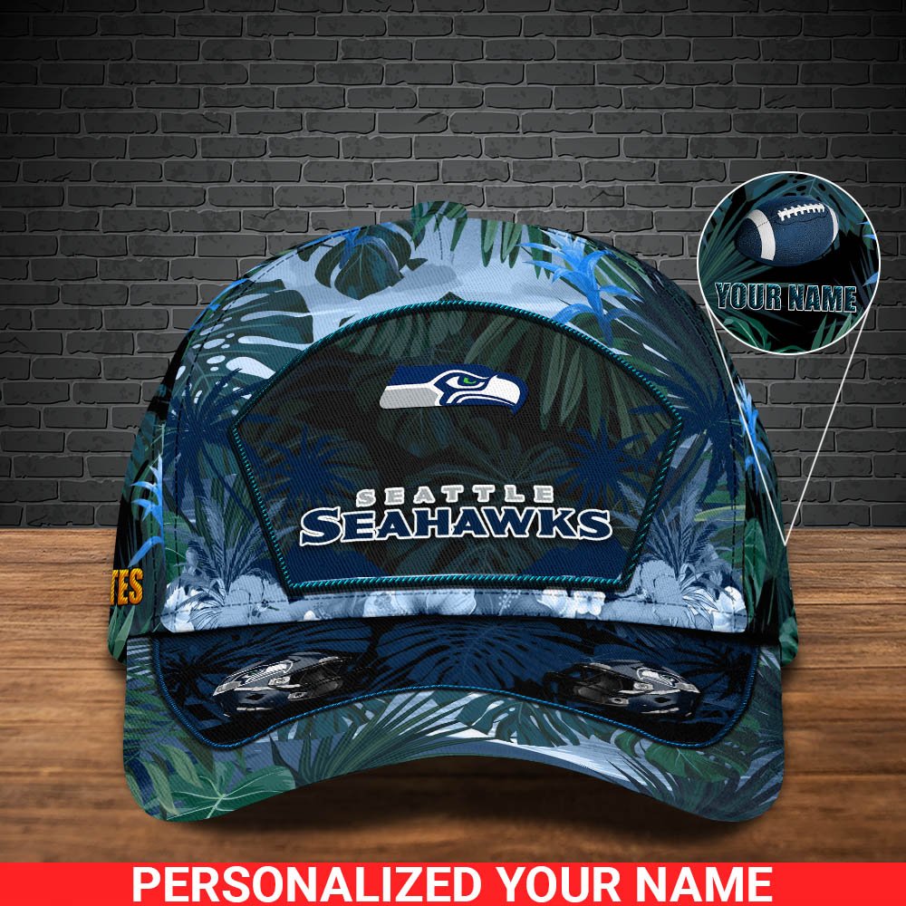 Alternative view of Seattle Seahawks Football Team Cap 2024 Version Personalized Your Name, Tropical Cap, Sport Gifts ETHY-53142