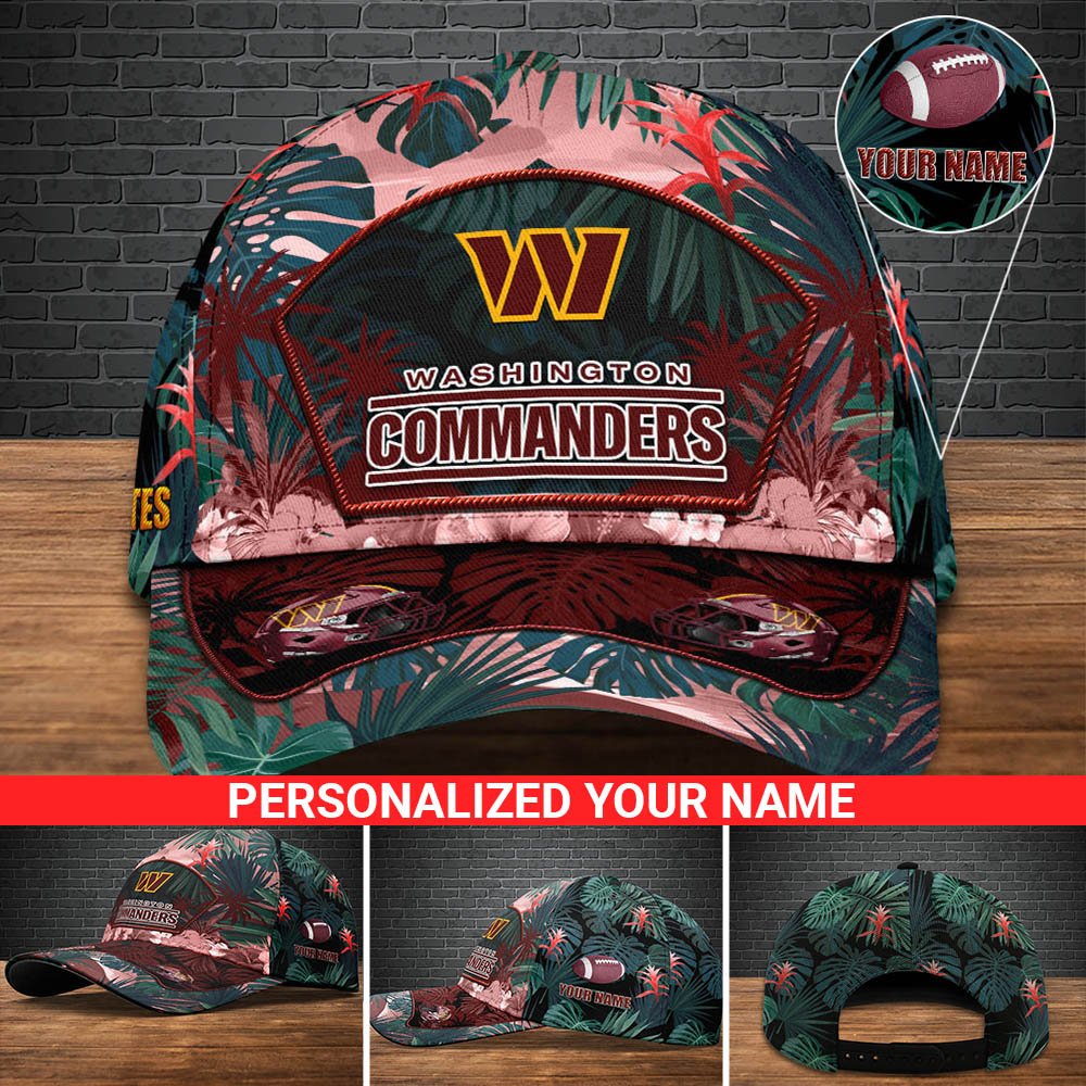 Washington Commanders Football Team Cap 2024 Version Personalized Your Name, Tropical Cap, Sport Gifts ETHY-53142