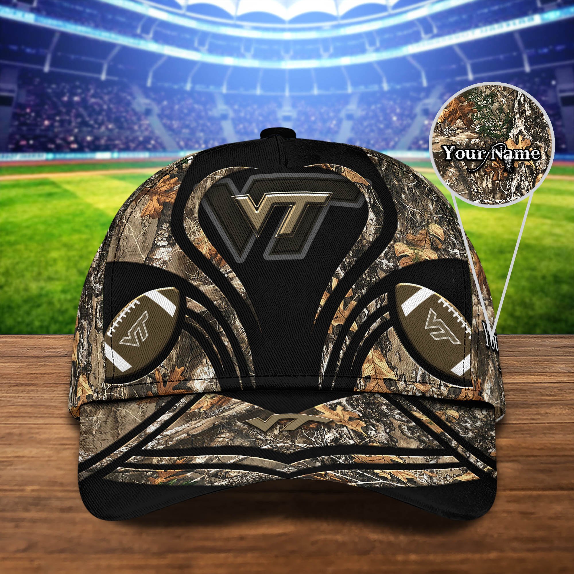 Virginia Tech Hokies Camouflage Cap 2024 Version Customized Your Name, Football Team Cap For Fans ETHY-53591