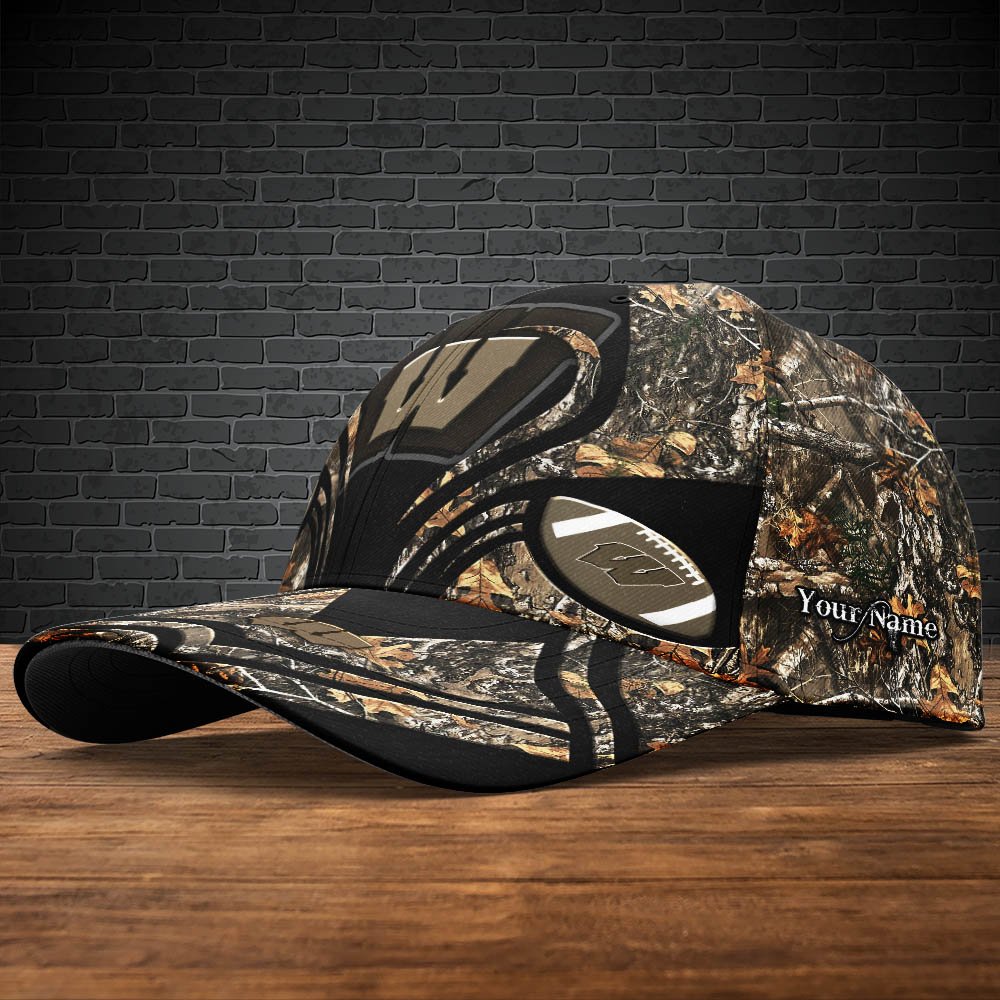 Alternative view of Wisconsin Badgers Camouflage Cap 2024 Version Customized Your Name, Football Team Cap For Fans ETHY-53591