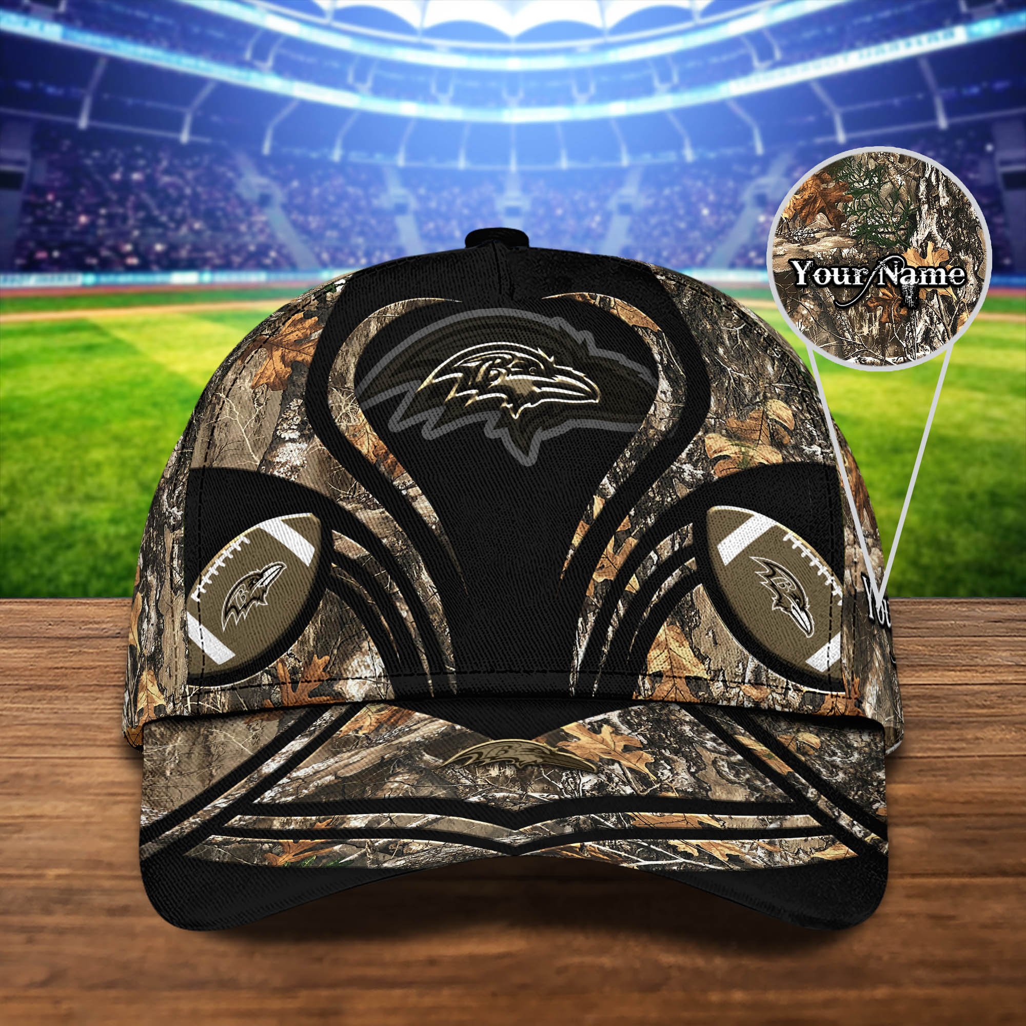 Baltimore Ravens Camouflage Cap 2024 Version Customized Your Name, Football Team Cap For Fans ETHY-53591