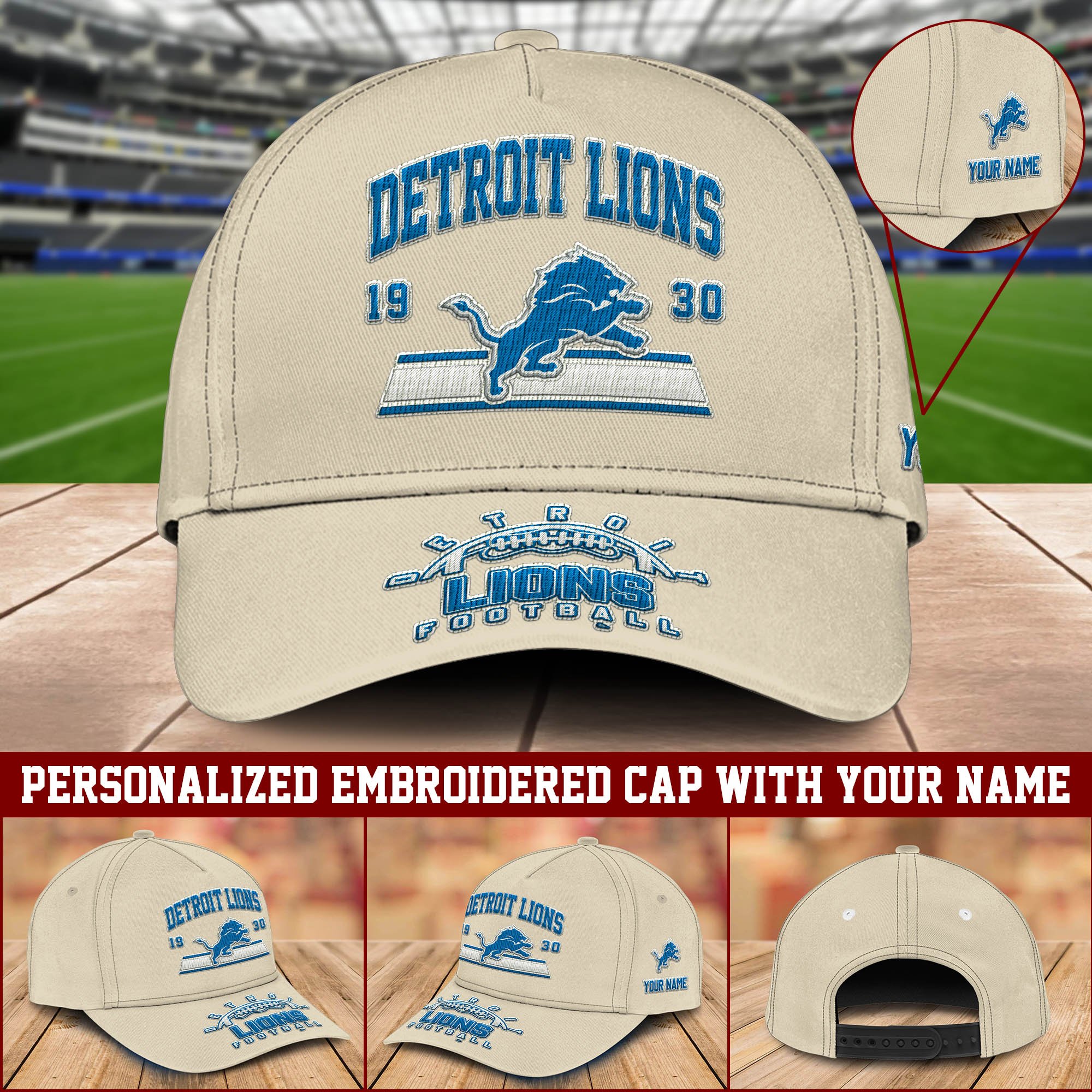 Detroit Lions Embroidered Cap 2024 Version Personalized Your Name, Sport Team Cap, Sport Gifts ETHY-60111