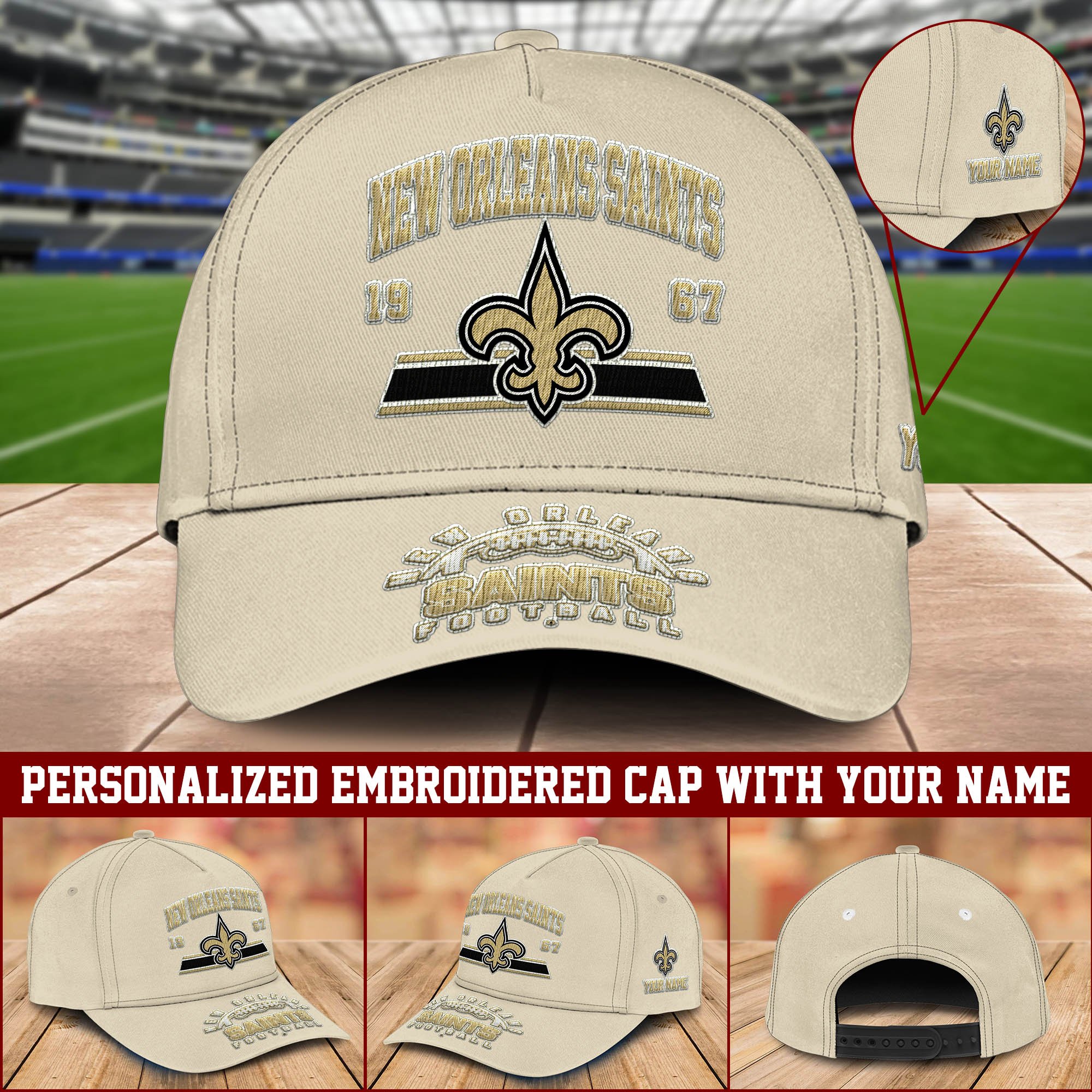 New Orleans Saints Embroidered Cap 2024 Version Personalized Your Name, Sport Team Cap, Sport Gifts ETHY-60111