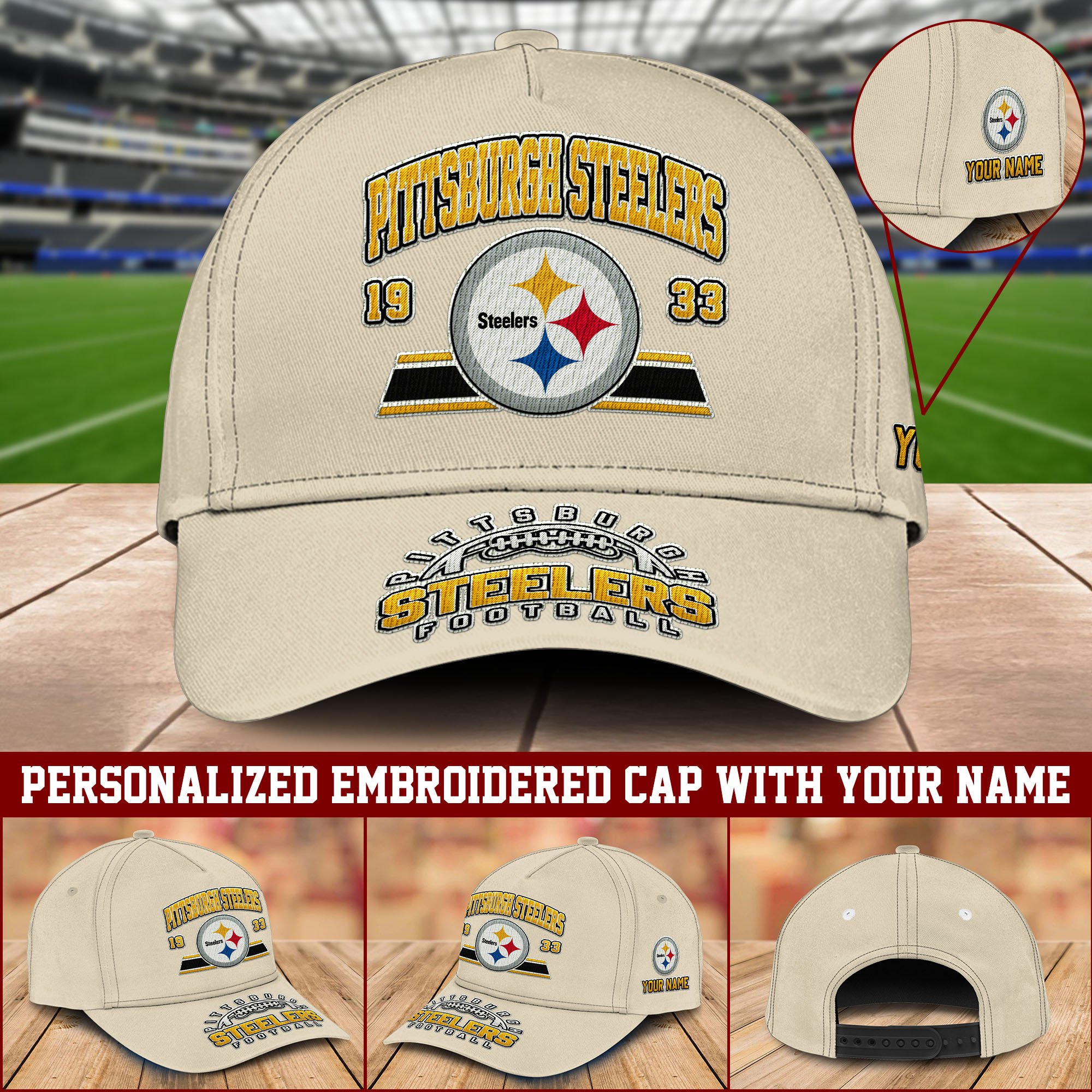 Pittsburgh Steelers Embroidered Cap 2024 Version Personalized Your Name, Sport Team Cap, Sport Gifts ETHY-60111