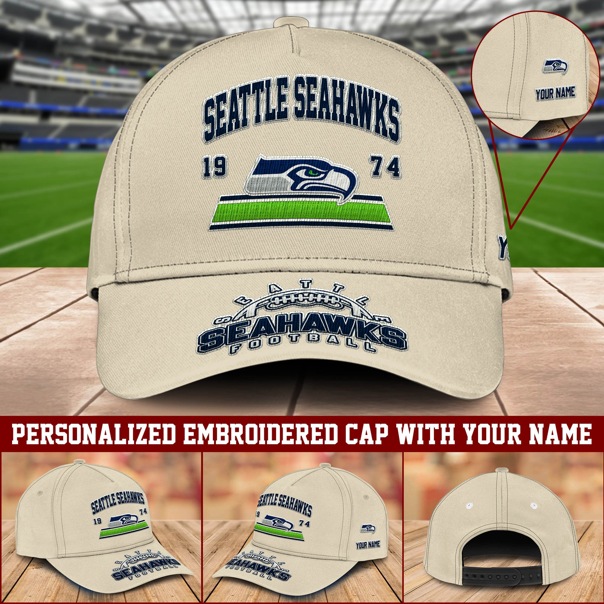 Seattle Seahawks Embroidered Cap 2024 Version Personalized Your Name, Sport Team Cap, Sport Gifts ETHY-60111