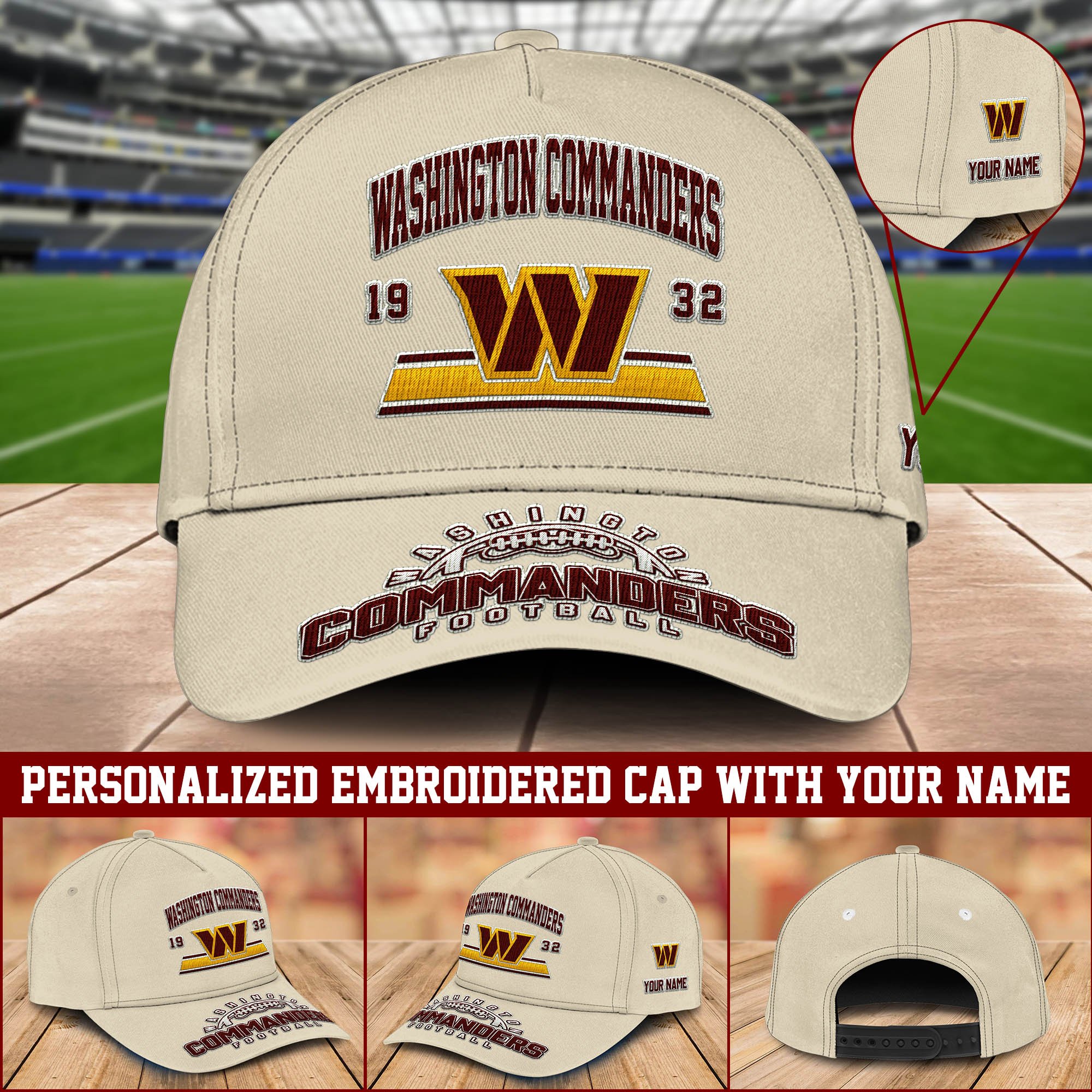 Washington Commanders Embroidered Cap 2024 Version Personalized Your Name, Sport Team Cap, Sport Gifts ETHY-60111