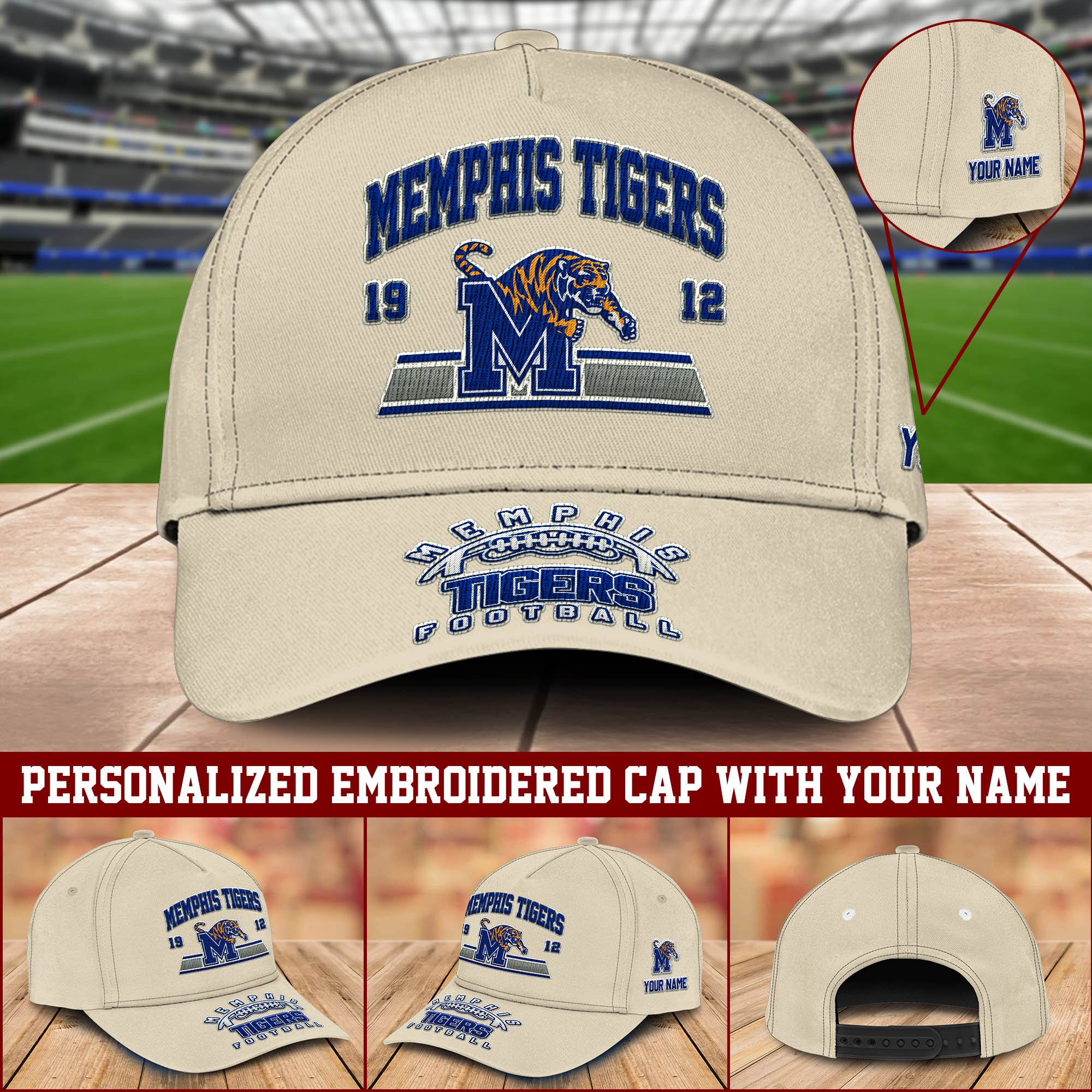 Memphis Tigers Embroidered Cap 2024 Version Personalized Your Name, Sport Team Cap, Sport Gifts ETHY-60111