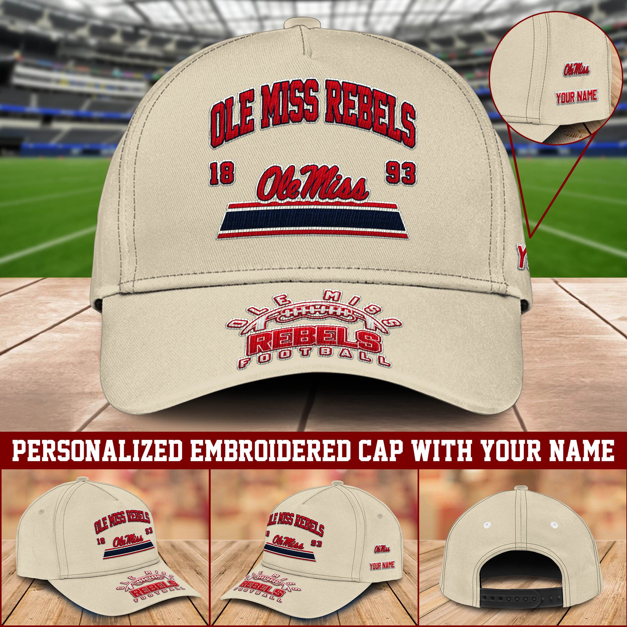 Ole Miss Rebels Embroidered Cap 2024 Version Personalized Your Name, Sport Team Cap, Sport Gifts ETHY-60111