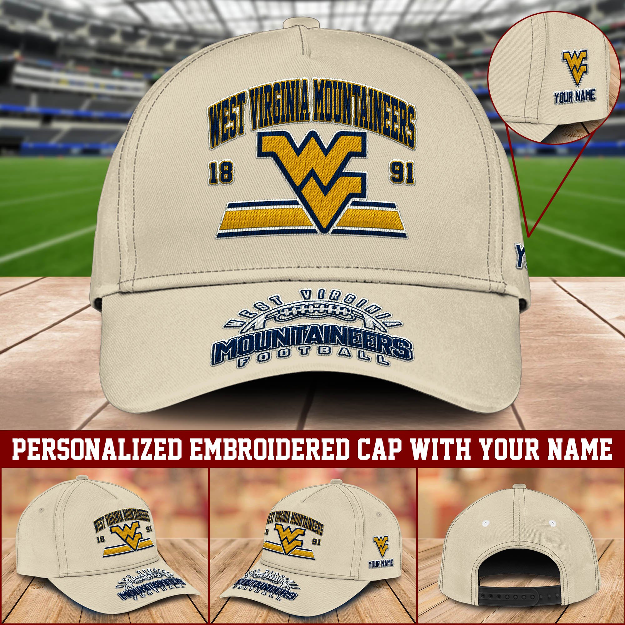 West Virginia Mountaineers Embroidered Cap 2024 Version Personalized Your Name, Sport Team Cap, Sport Gifts ETHY-60111
