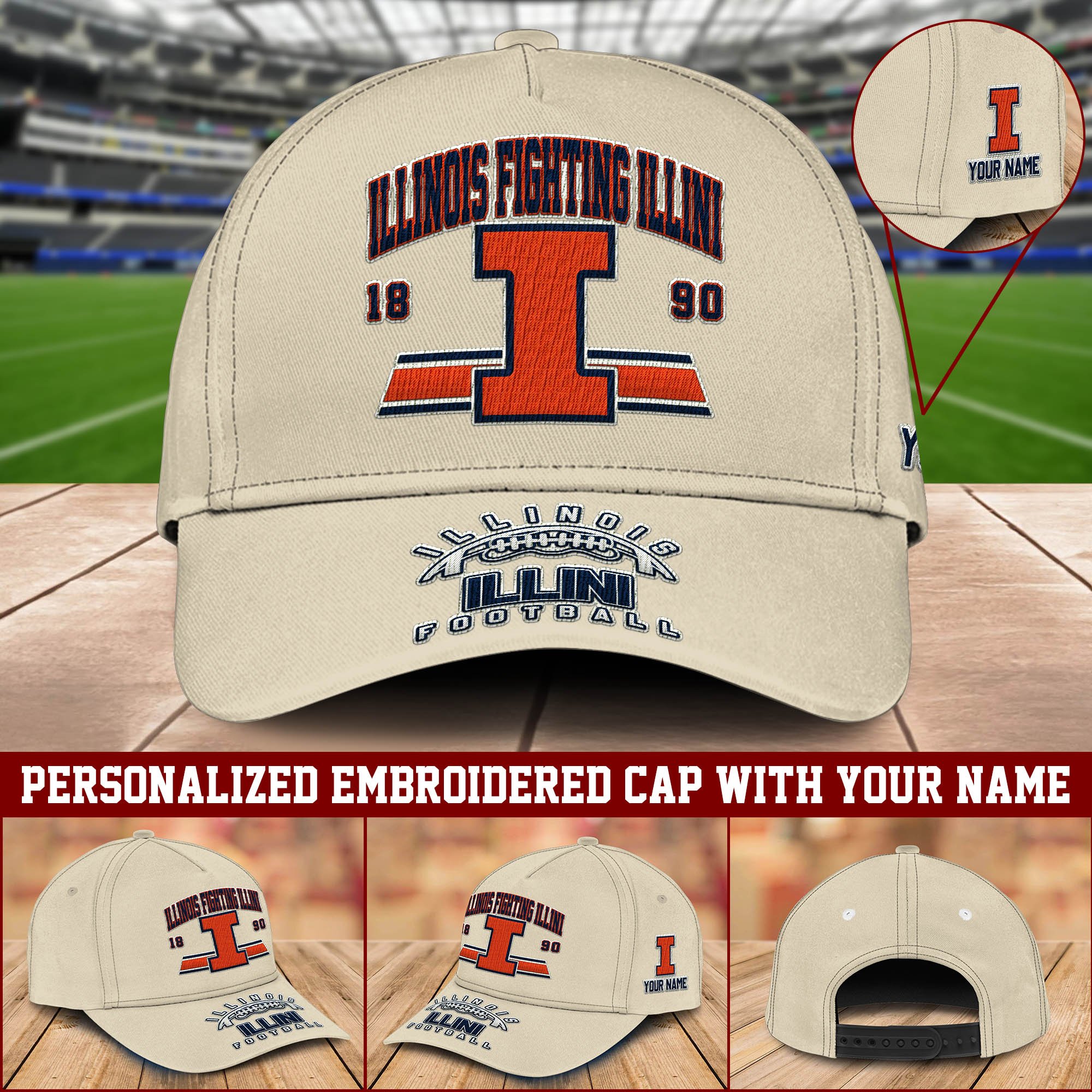 Illinois Fighting Illini Embroidered Cap 2024 Version Personalized Your Name, Sport Team Cap, Sport Gifts ETHY-60111