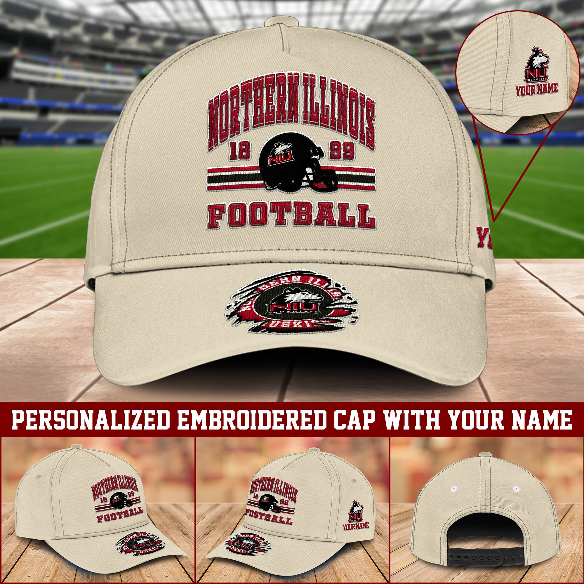 Northern Illinois Huskies Embroidered Cap 2024 Version Custom Your Name, Football Team Cap, Gifts For Football Lovers ETHY-60202